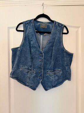 torrid Blue Washed Denim Vest with Button Front